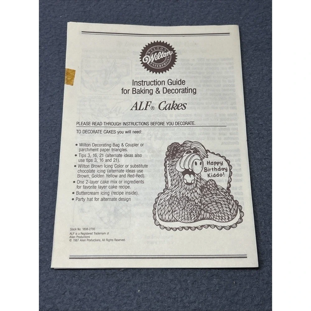 Vintage 1988 Wilton ALF Cake‎ Pan Happy Birthday Kiddo Aluminum W/ Face & Liner